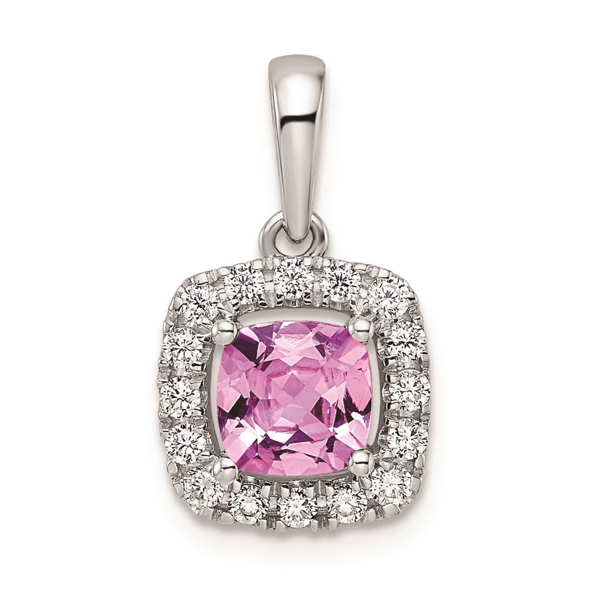 Pure Fire 14kt. White Gold Lab Created Pink Sapphire Halo Pendant