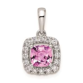 Pure Fire 14kt. White Gold Lab Created Pink Sapphire Halo Pendant