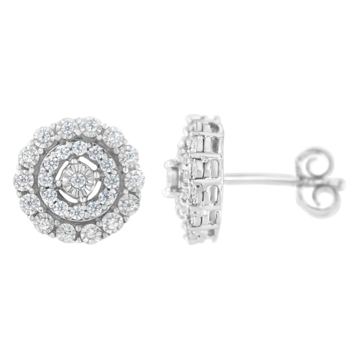 Haus of Brilliance 10kt. White Gold 1/2ctw. Halo Diamond Earrings