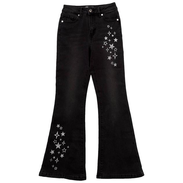 Girls (7-14) YMI® 5 Pocket Flared Shimmer Star Jeans