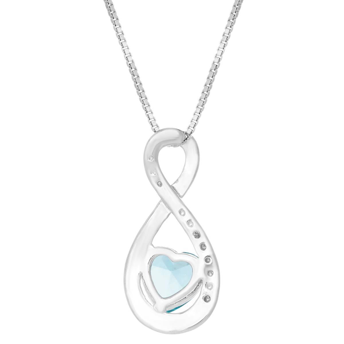 Gemminded 6mm Heart Aquamarine & 0.005ctw. Diamond Pendant