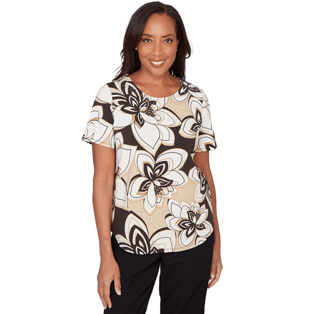 Womens Alfred Dunner Detail Driven Floral Stained Glass Blouse