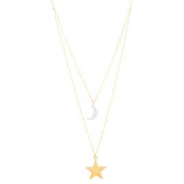 Gold Classics™ Yellow & White Gold Layered Moon & Star Necklace
