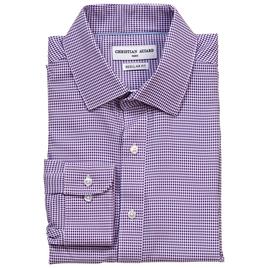 Mens Christian Aujard Regular Stretch Dress Shirt-Purple Gingham