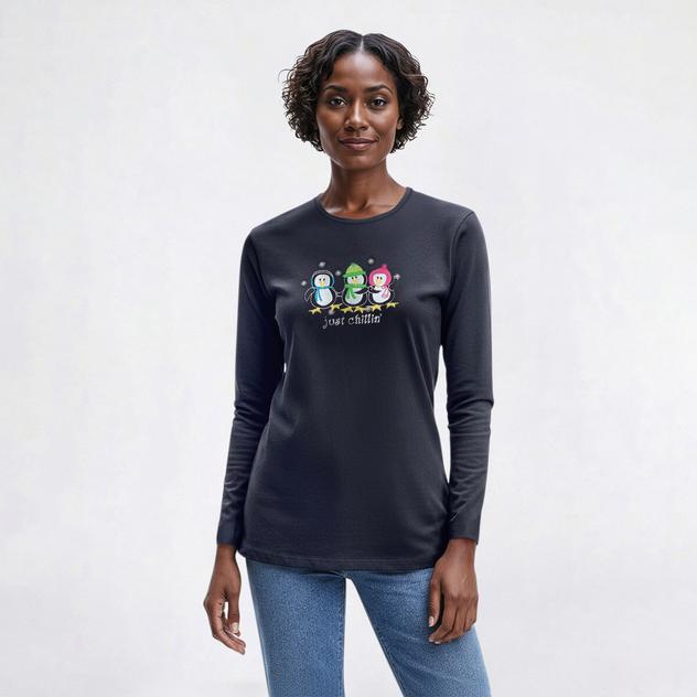 Womens MCCC Sportswear Long Sleeve Penguins "Just Chillin" Tee