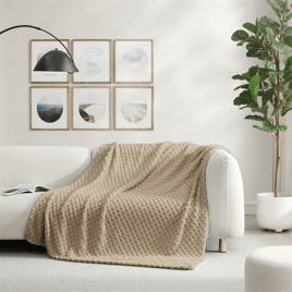 Swift Home Lattice Textured Soft Plush Cozy Throw Blanket