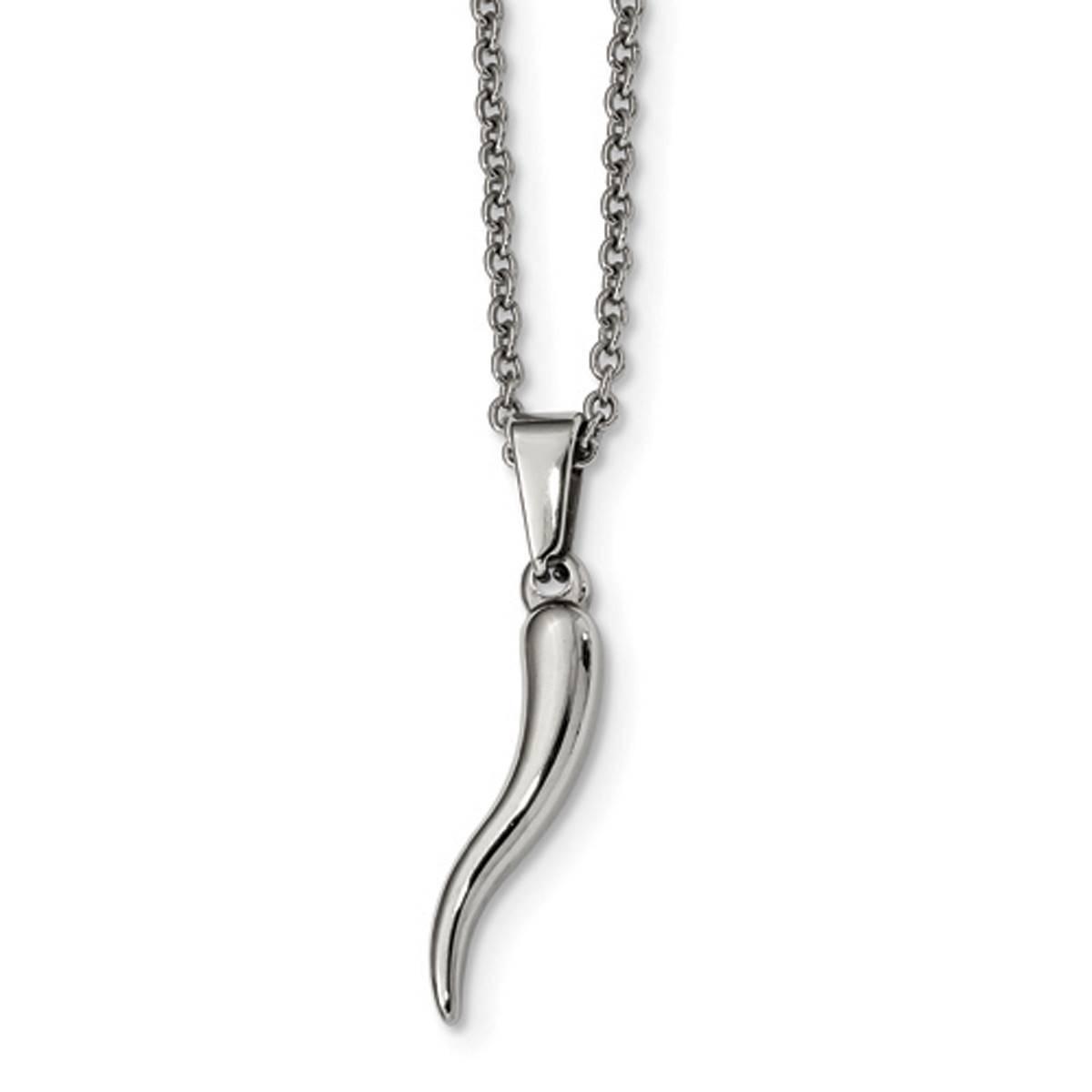 Mens Gentlemen's Classics(tm) Stainless Steel Italian Horn Necklace