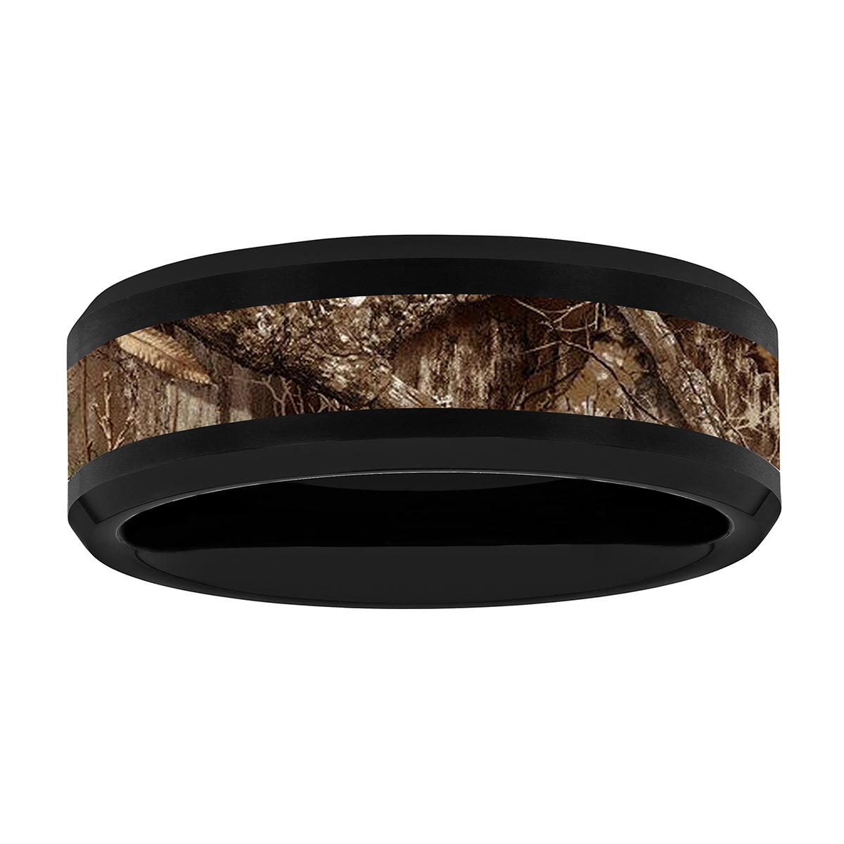 Mens Gentlemens Classics(tm) Black Tungsten Camo Inlay Wedding Band