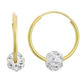 Kids 14kt. Hoop-14mm Endless Hoop Earrings with Crystal Ball