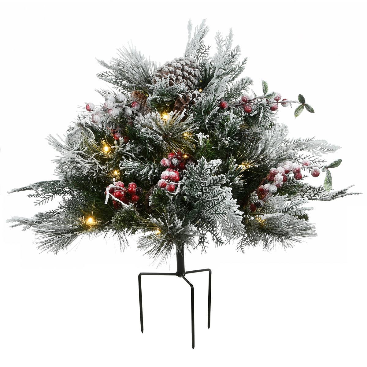 National Tree 18ft. Pre-Lit Snowy Bedford Pine Urn Filler