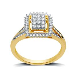 Nova Star(R) 14kt. Gold Plated 1/3ctw. Lab Grown Diamond Halo Ring