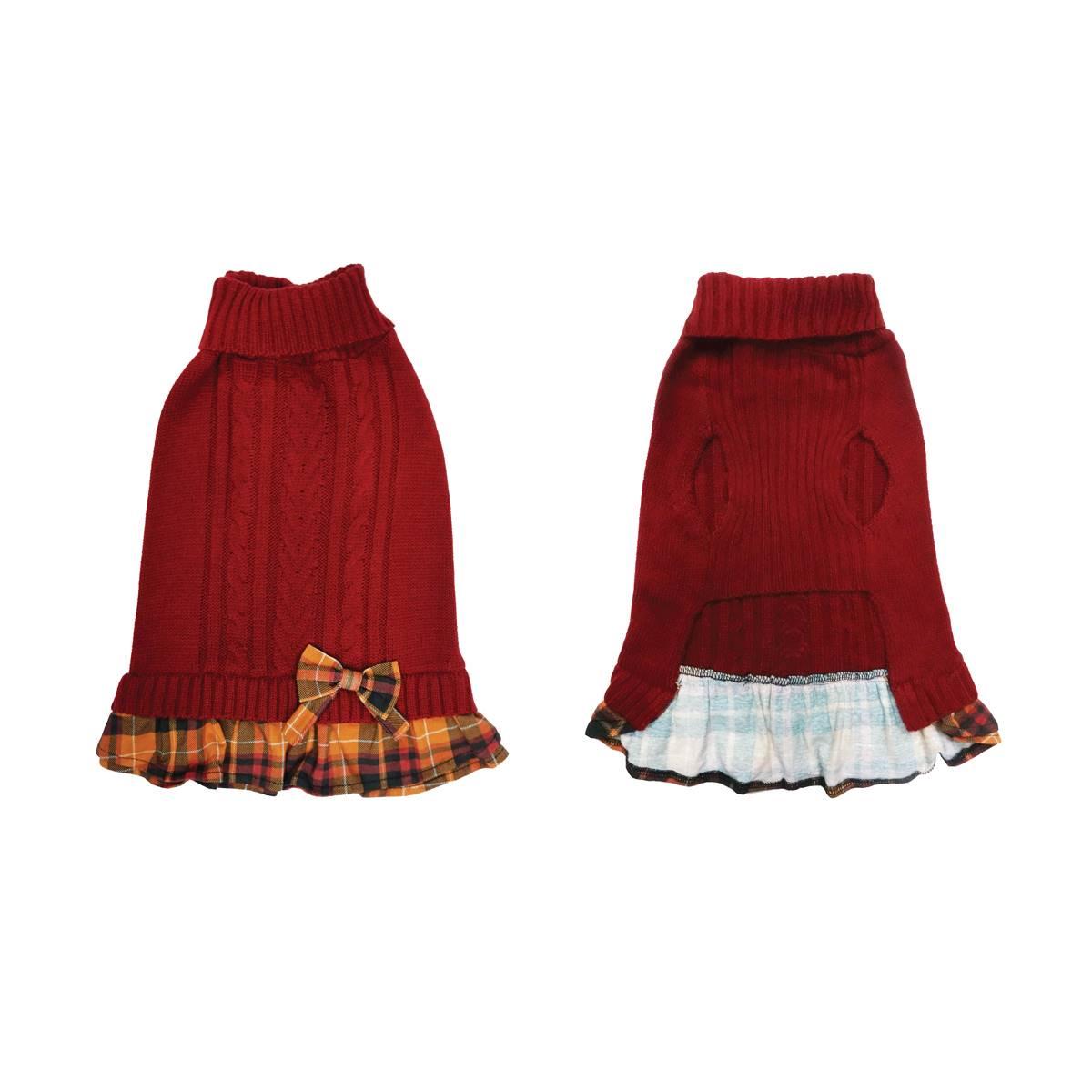 Best Furry Friends Cider Plaid Pet Sweater Dress
