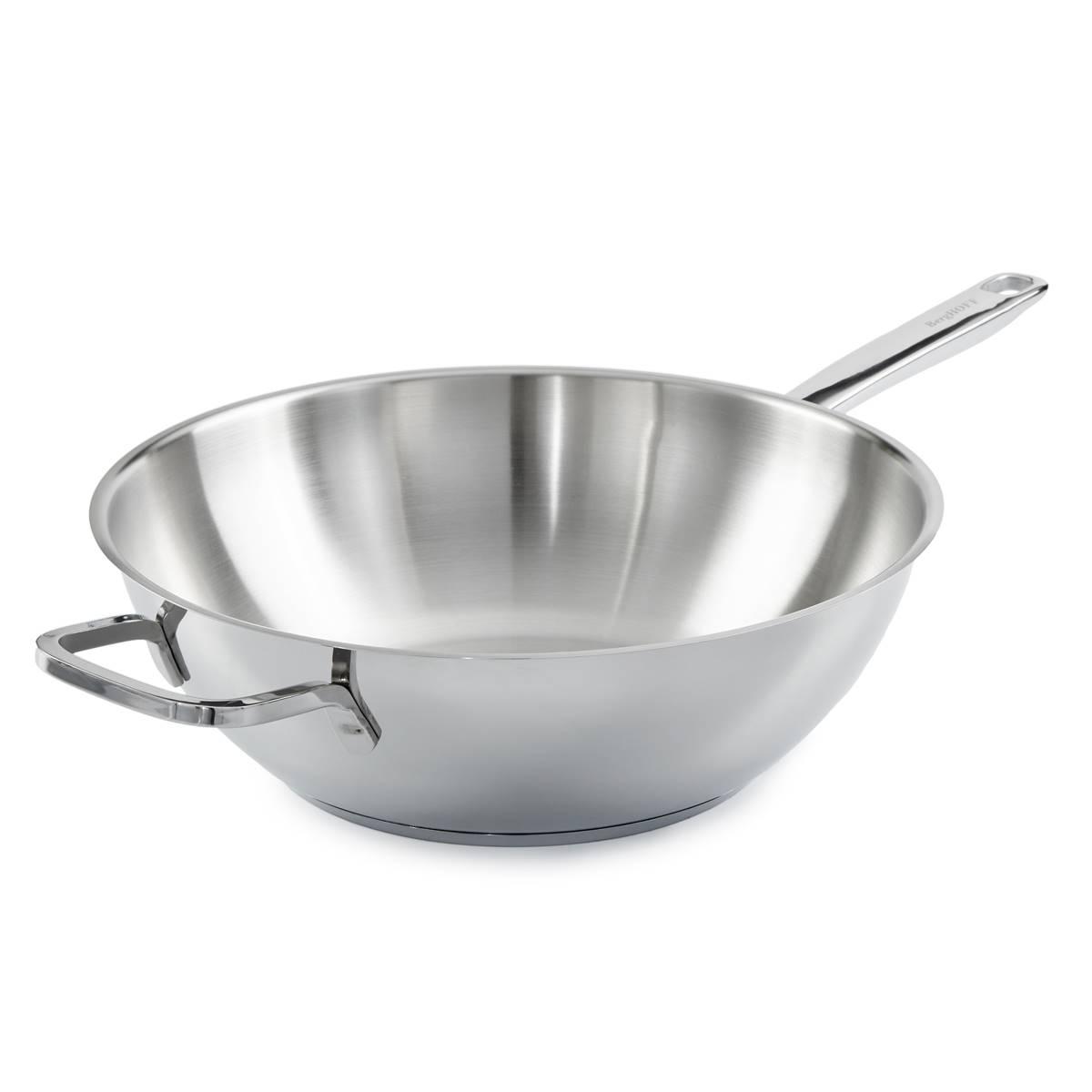 BergHOFF Helix Stainless Steel 12in. Wok Pan w/ Glass Lid