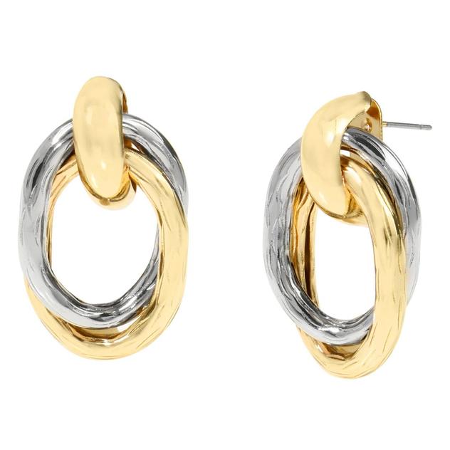 Steve Madden Two-Tone Doorknocker Drop Earrings