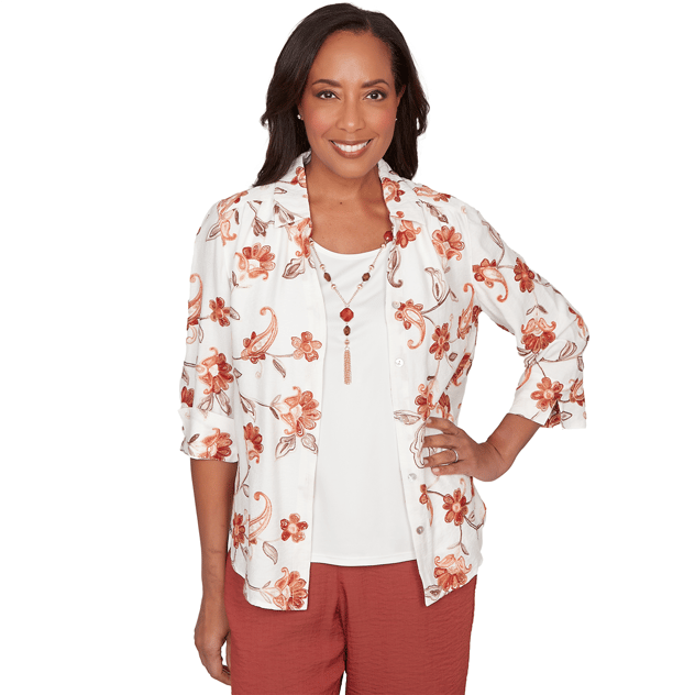 Womens Alfred Dunner Spice Market Two in One Floral Blouse