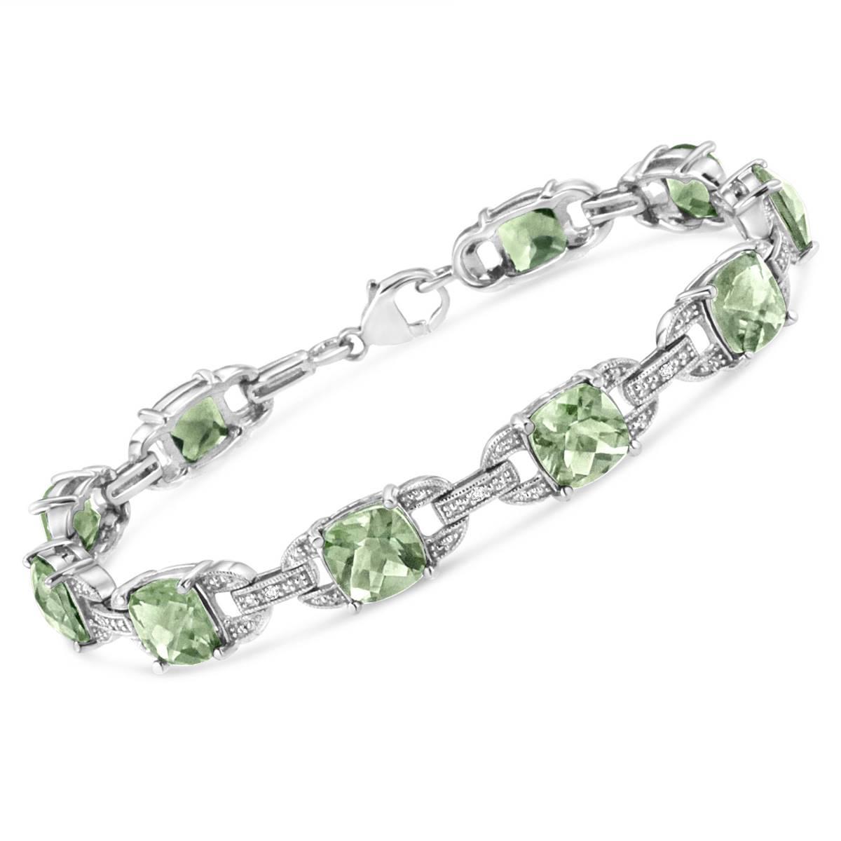Haus of Brilliance Green Amethyst & 1/20ctw. Diamond Bracelet