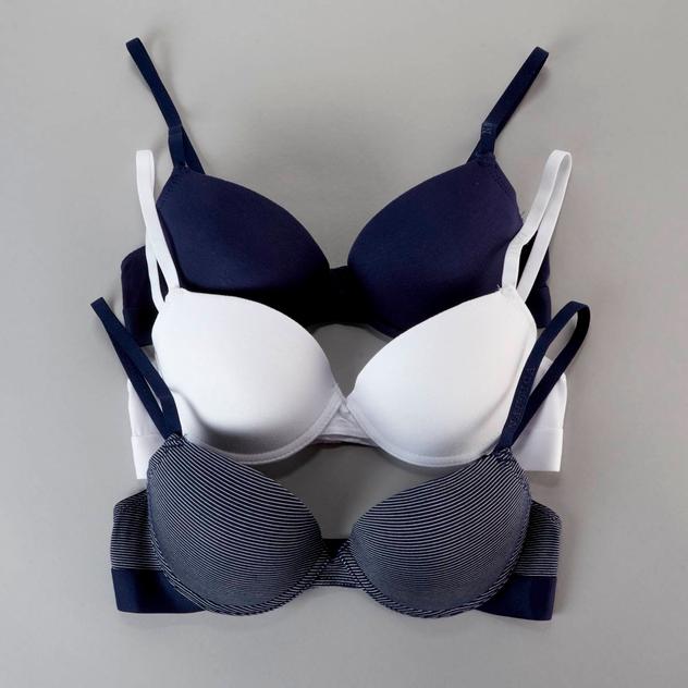 Womens Nautica 3pk. T-Shirt Bra w/Logo Straps NT7565-3PKA