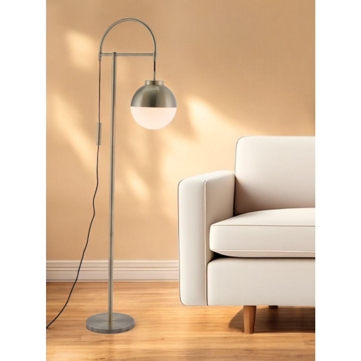 HomeRoots 69in. Bronze Steel Floor Lamp With Globe Shade