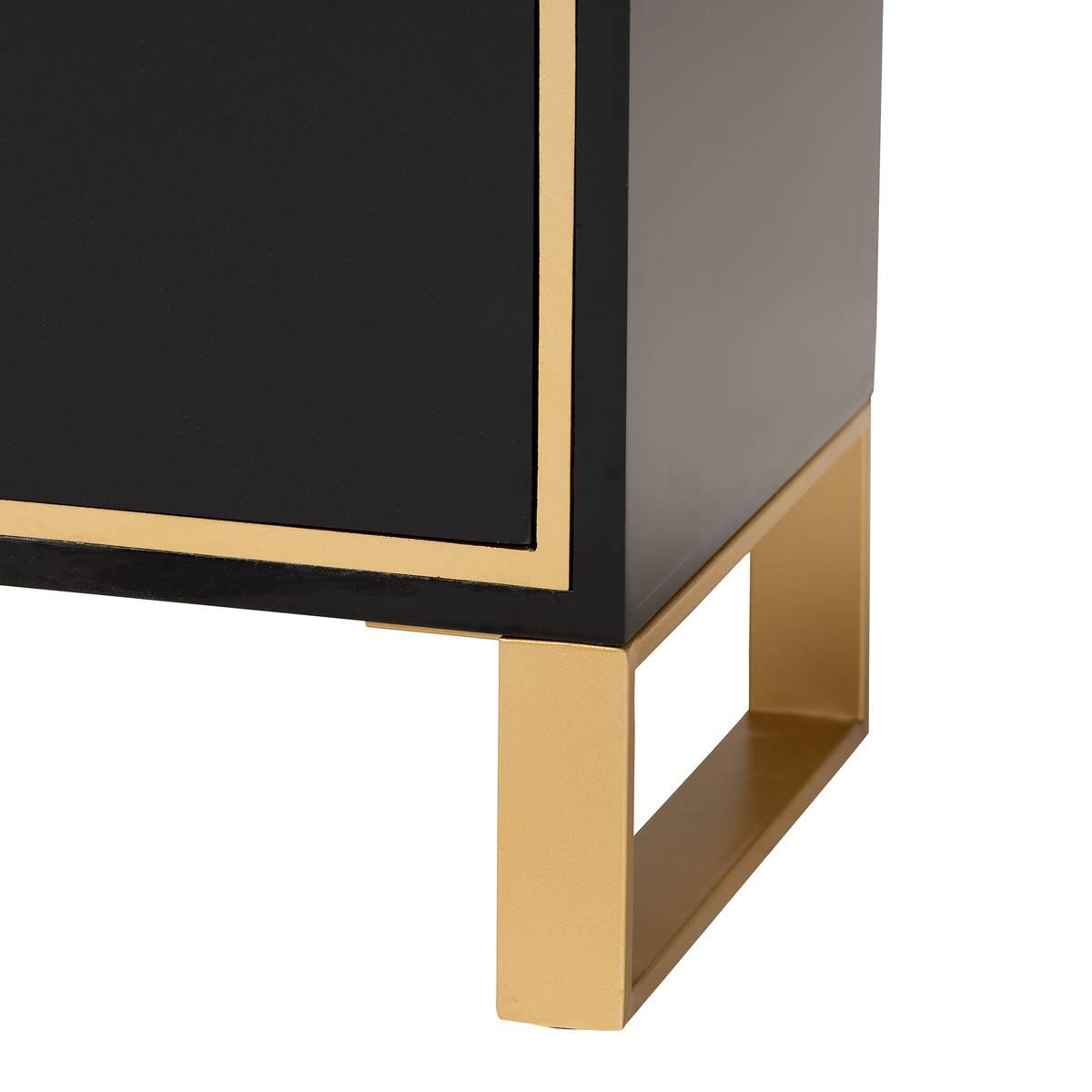Baxton Studio Giolla Glam & Luxe Black Wood 2-Drawer Nightstand