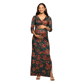 Womens 24/7 Comfort Apparel Abstract Print Maternity Maxi Dress
