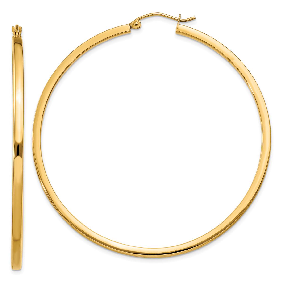 Gold Classics(tm) 14kt. 55mm Square Tube Hoop Earrings