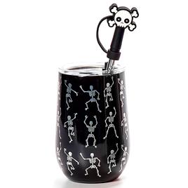 Gourmet Home Stainless Steel Dancing Wine Tumbler with Straw