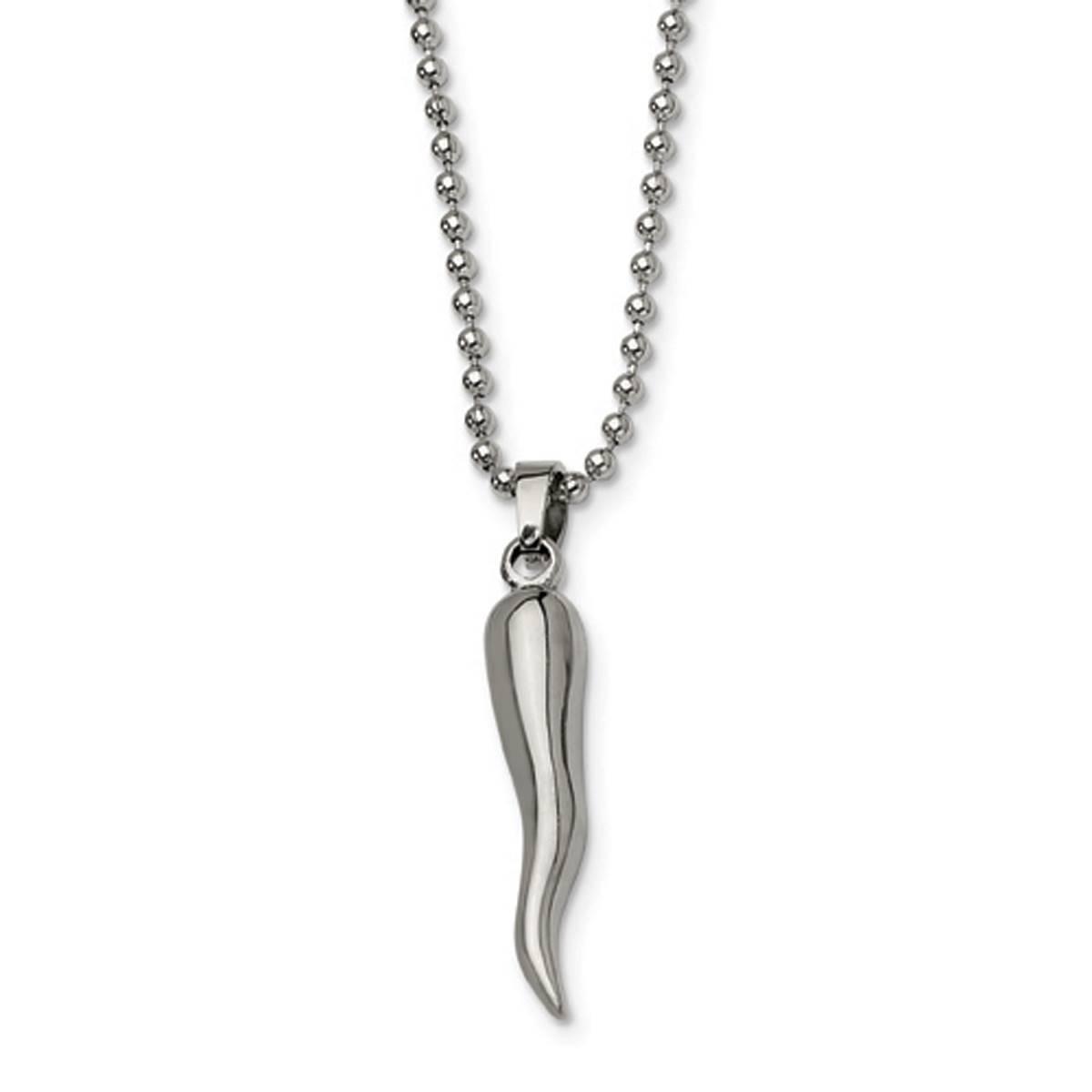 Mens Gentlemen's Classics(tm) Stainless Steel Italian Horn Necklace
