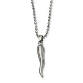 Mens Gentlemen's Classics(tm) Stainless Steel Italian Horn Necklace