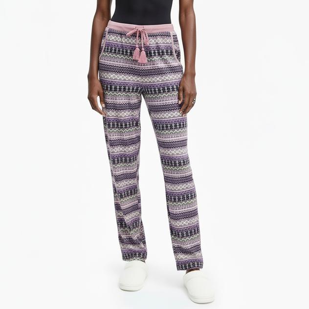 Womens MUK LUKS® Plum Jam Fair Isle Silky Velour Pajama Pants