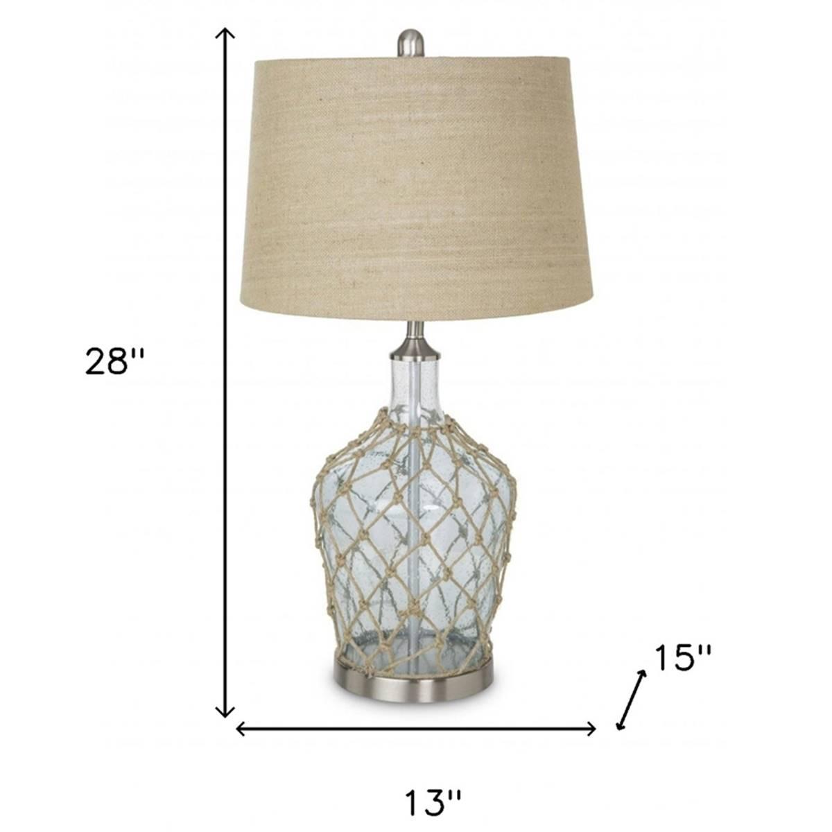 9th & Pike® 28in. Beige Shade Silver Metal Table Lamp
