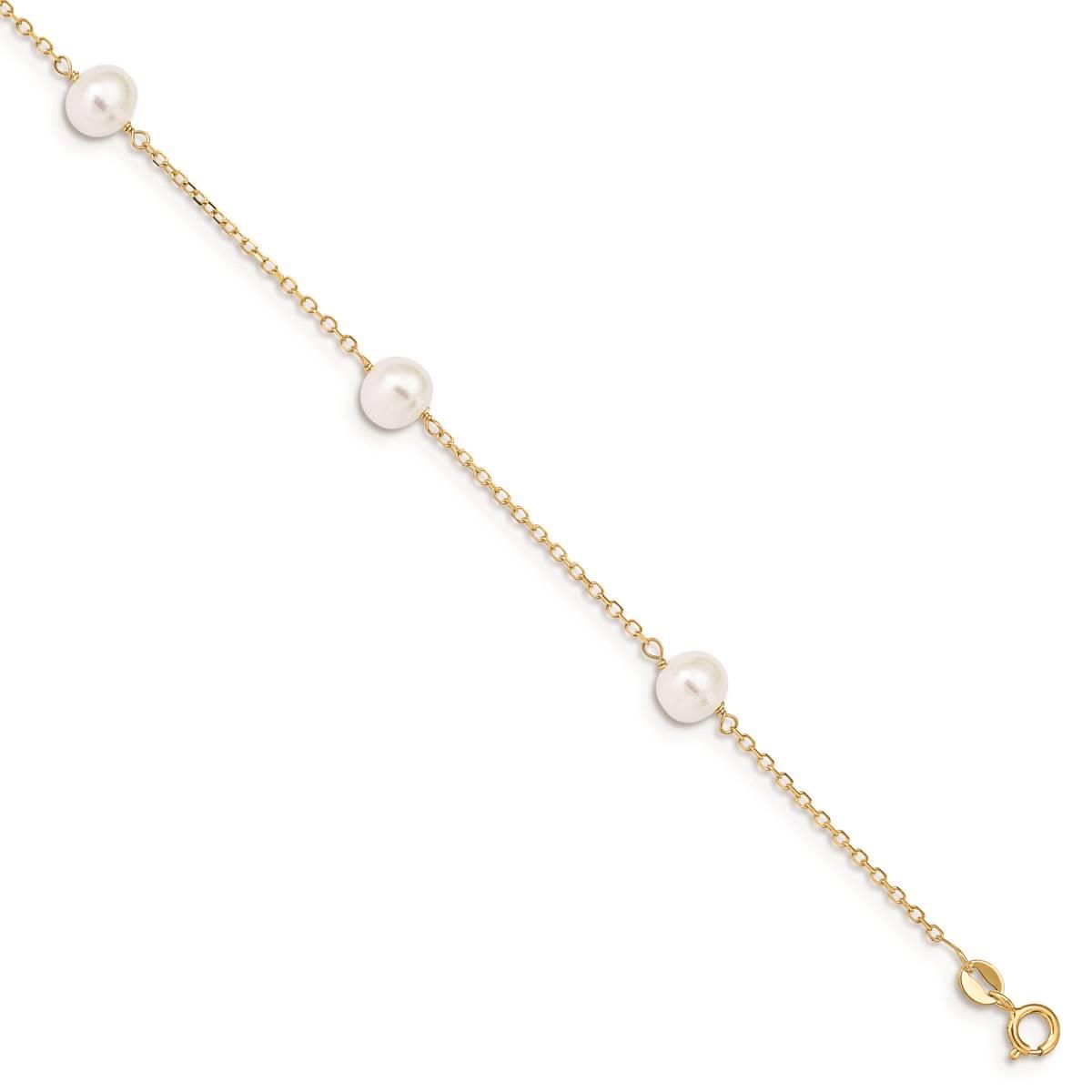 Gold Classics(tm) 14kt. Gold Water Cultured Pearl Station Anklet