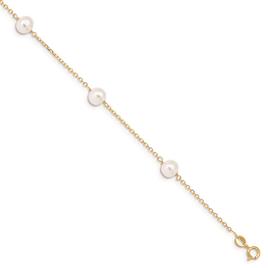 Gold Classics(tm) 14kt. Gold Water Cultured Pearl Station Anklet