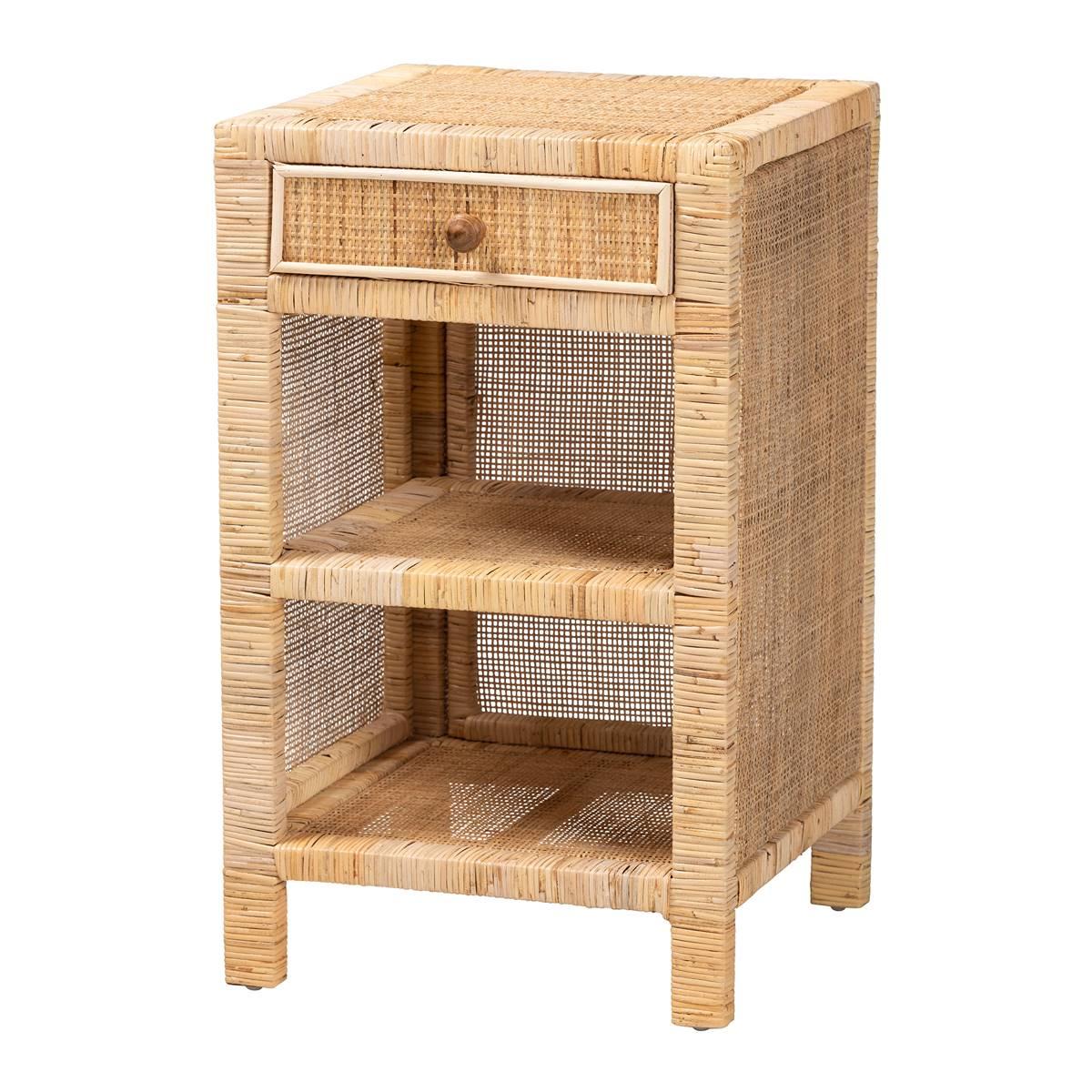 Baxton Studio Bella Brown Mahogany Wood 1-Drawer Nightstand