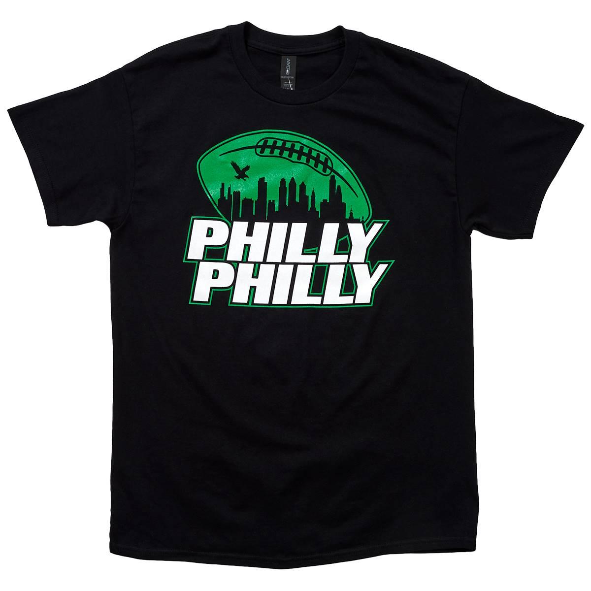 Mens Tailgate Philly Football Skyline Short Sleeve Tee - Black