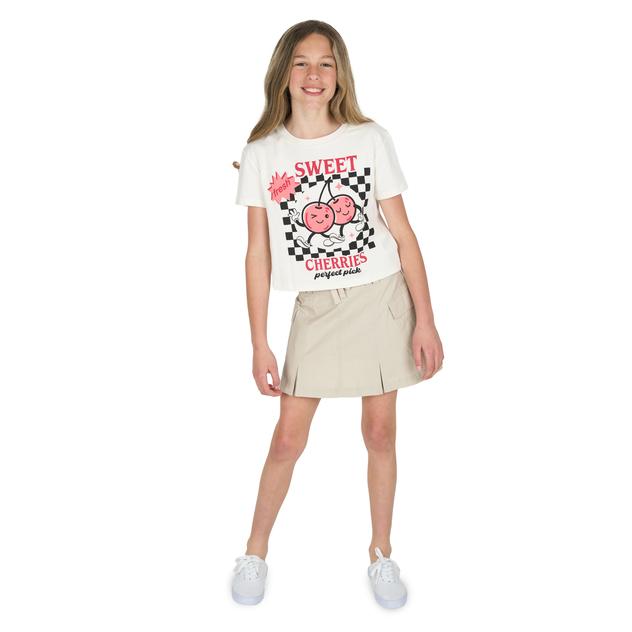 Girls (7-12) Tween Diva Cherry Tee with Parachute Skort Set