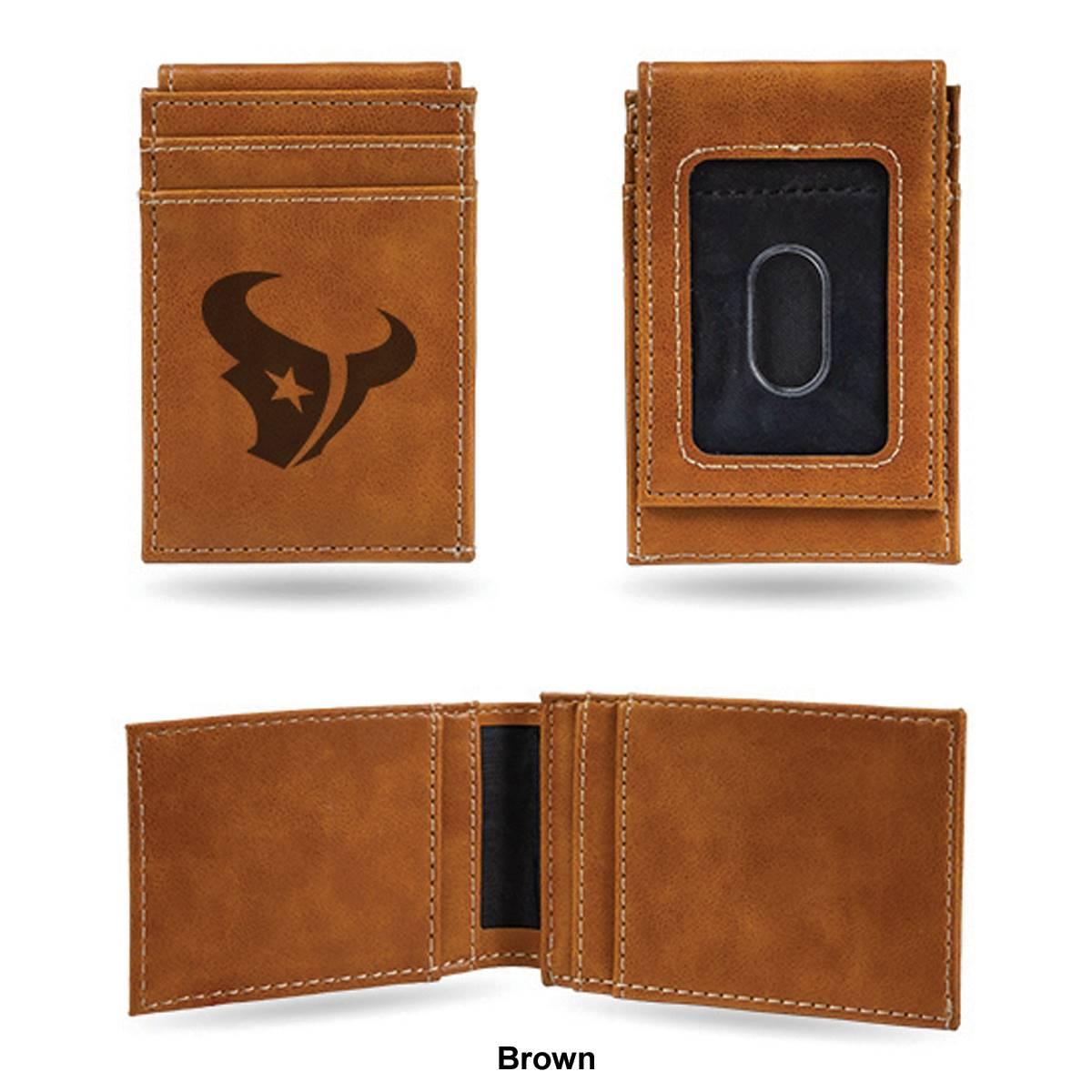 Mens NFL Houston Texans Faux Leather Front Pocket Wallet