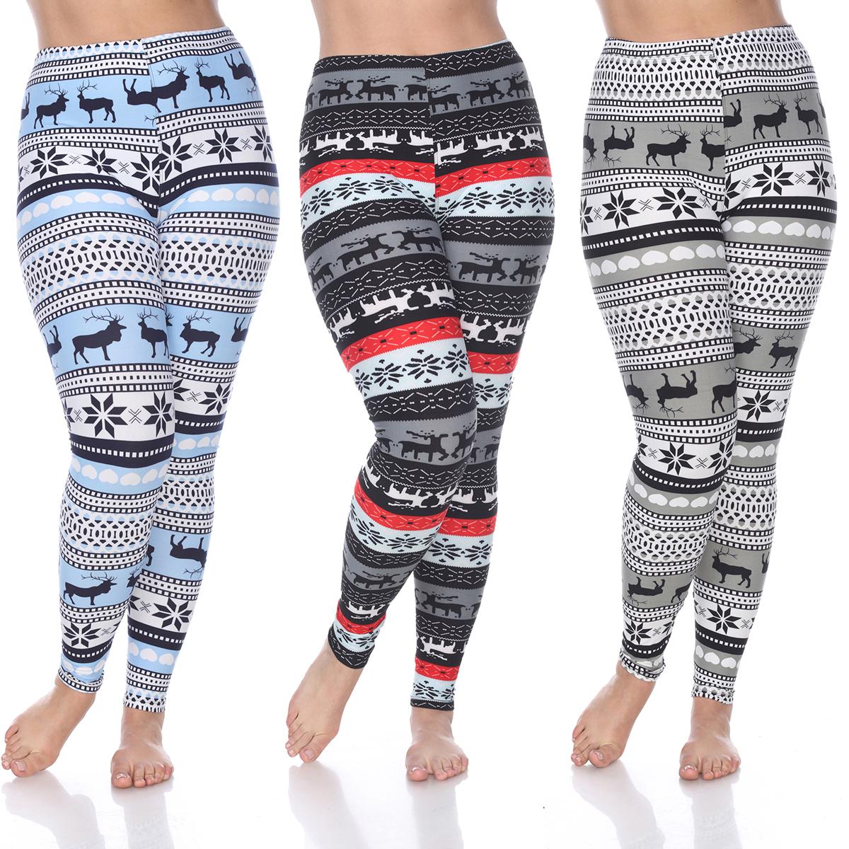 Plus Size White Mark Pack Of 3 Deer Leggings