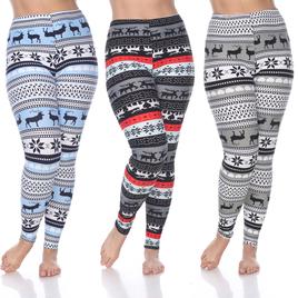 Plus Size White Mark Pack Of 3 Deer Leggings