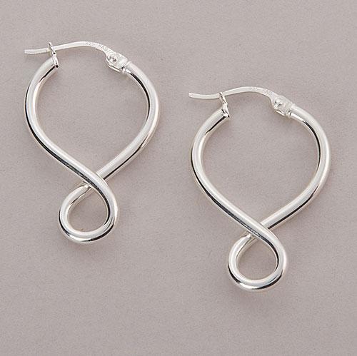Designs by FMC Polished Sterling Silver Infinity Hoop Earrings