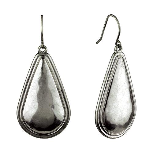 Bella Uno Silver-Tone Large Teardrop Earrings
