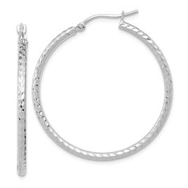 Gold Classics(tm) 10kt. White Gold Cut 36mm Round Tube Hoop Earring
