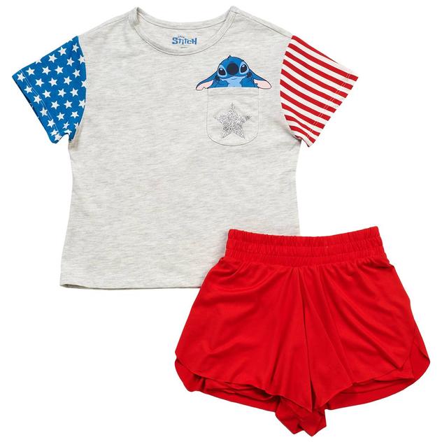 Girls (4-6x) Disney 2pc. Stitch Americana Tee w/ Yummy Shorts
