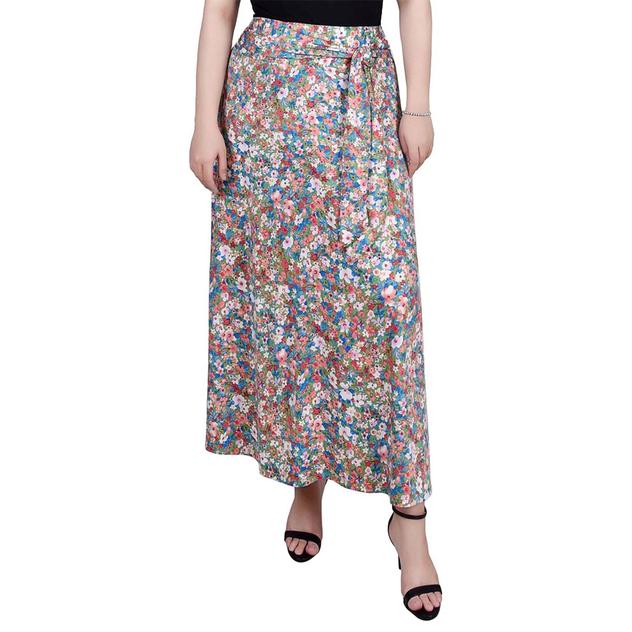 Womens NY Collection Tie Waist Colorful Ditsy Floral Maxi Skirt