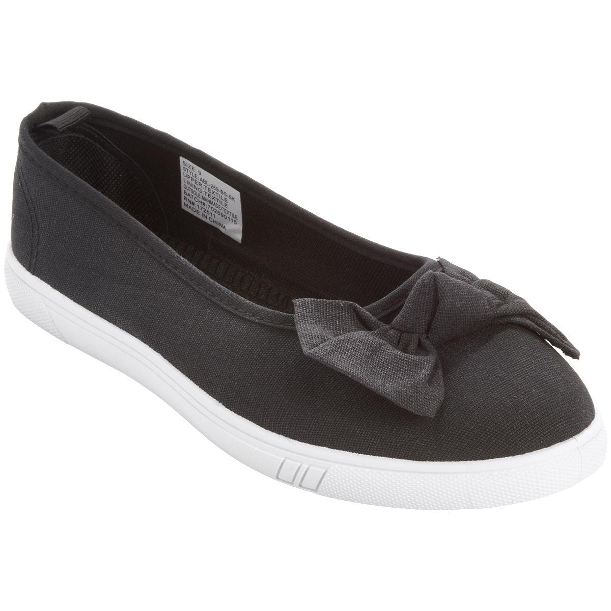 Womens Ashley Blue Canvas with Bow Slip On Flats