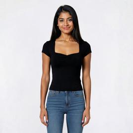 Juniors Derek Heart Sweetheart Neck Cap Sleeve Top