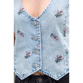 Juniors Stoosh Embroidered Denim Vest
