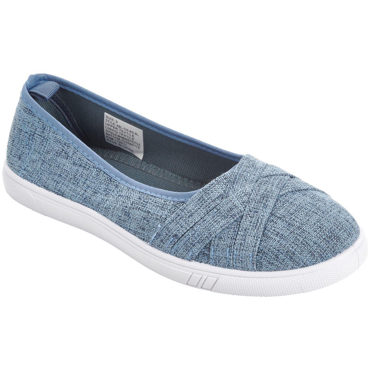 Womens Ashley Blue Solid Canvas Slip On Flats