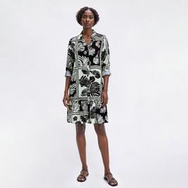 Womens Mlle Gabrielle Long Sleeve Coastal Ruffle Hem Shirtdress