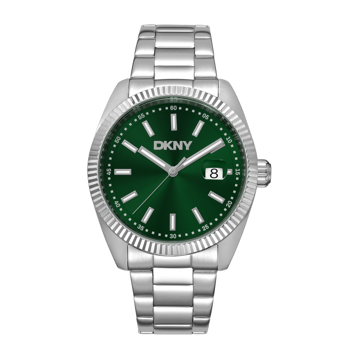 Mens DKNY Date Fluted Bezel Stainless Steel Watch - DK1G133M0065