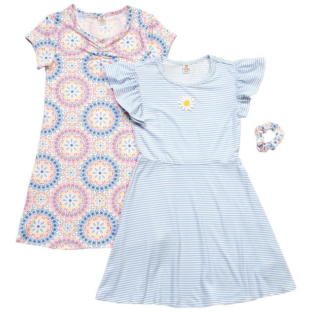 Girls (7-16) Sweet Butterfly® 2pk. Daisy Stripe/Medallion Dresses